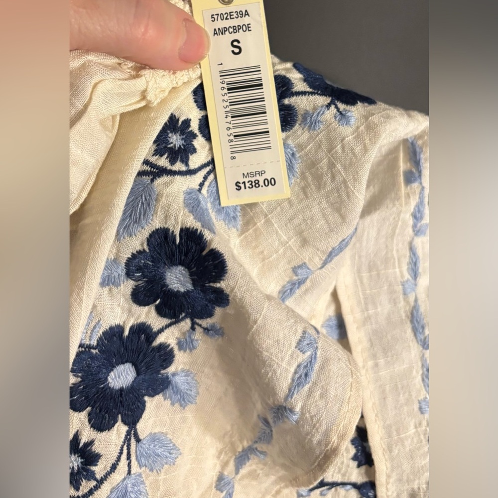 2/$40 MAX STUDIO nwt “linen” sleeveless embroidered half-button floral top - Picture 16 of 16